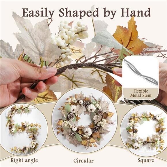 6Ft Lighted Fall Leaves Garland for Mantle Outdoor Home Door Table - Picture 7 of 8